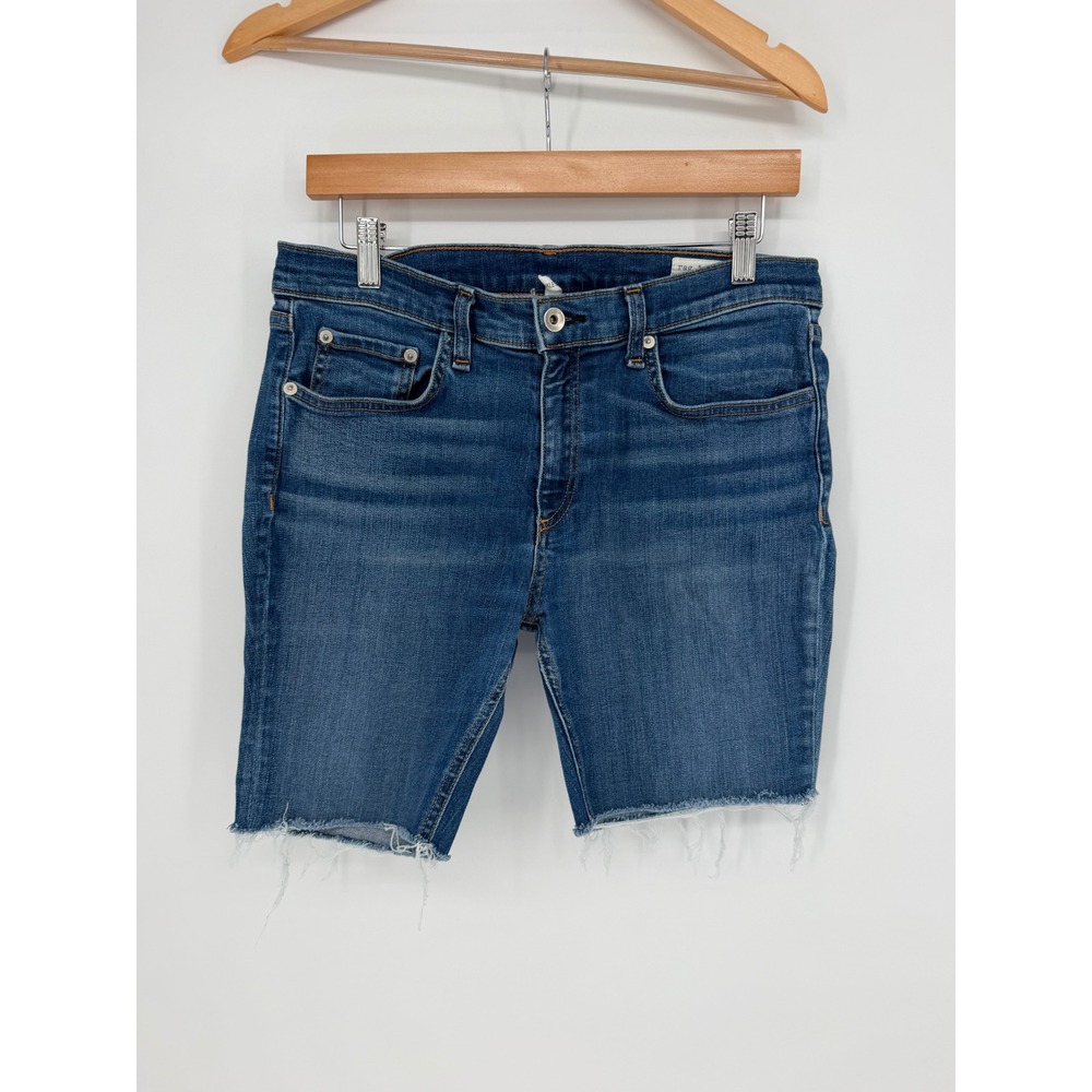 Rag & Bone Denim Shorts 27 Blue Raw Hem Ankle Skinny Cutoff Indie Sleaze Summer